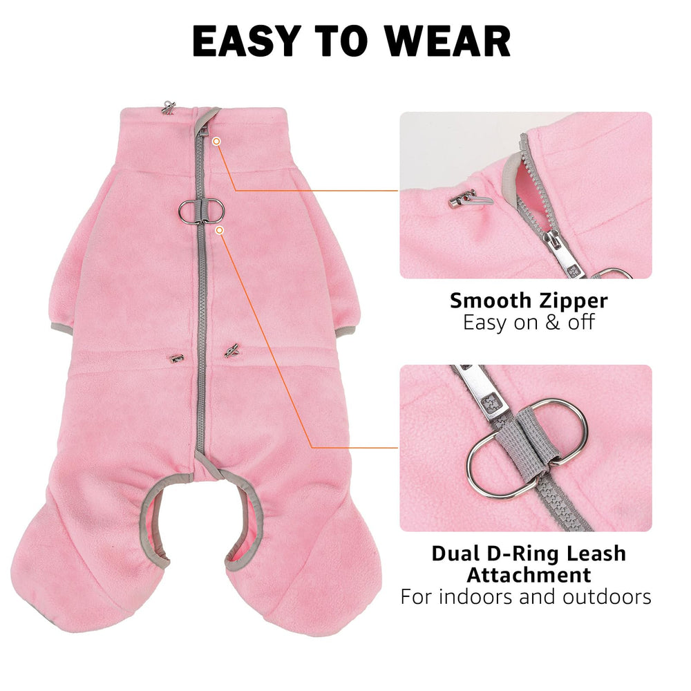 SCENEREAL fleece dog coat pink full-body coverage suits outdoor adventures in cold weather
