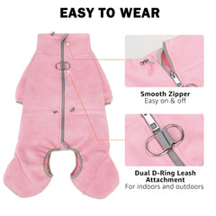 SCENEREAL fleece dog coat pink full-body coverage suits outdoor adventures in cold weather