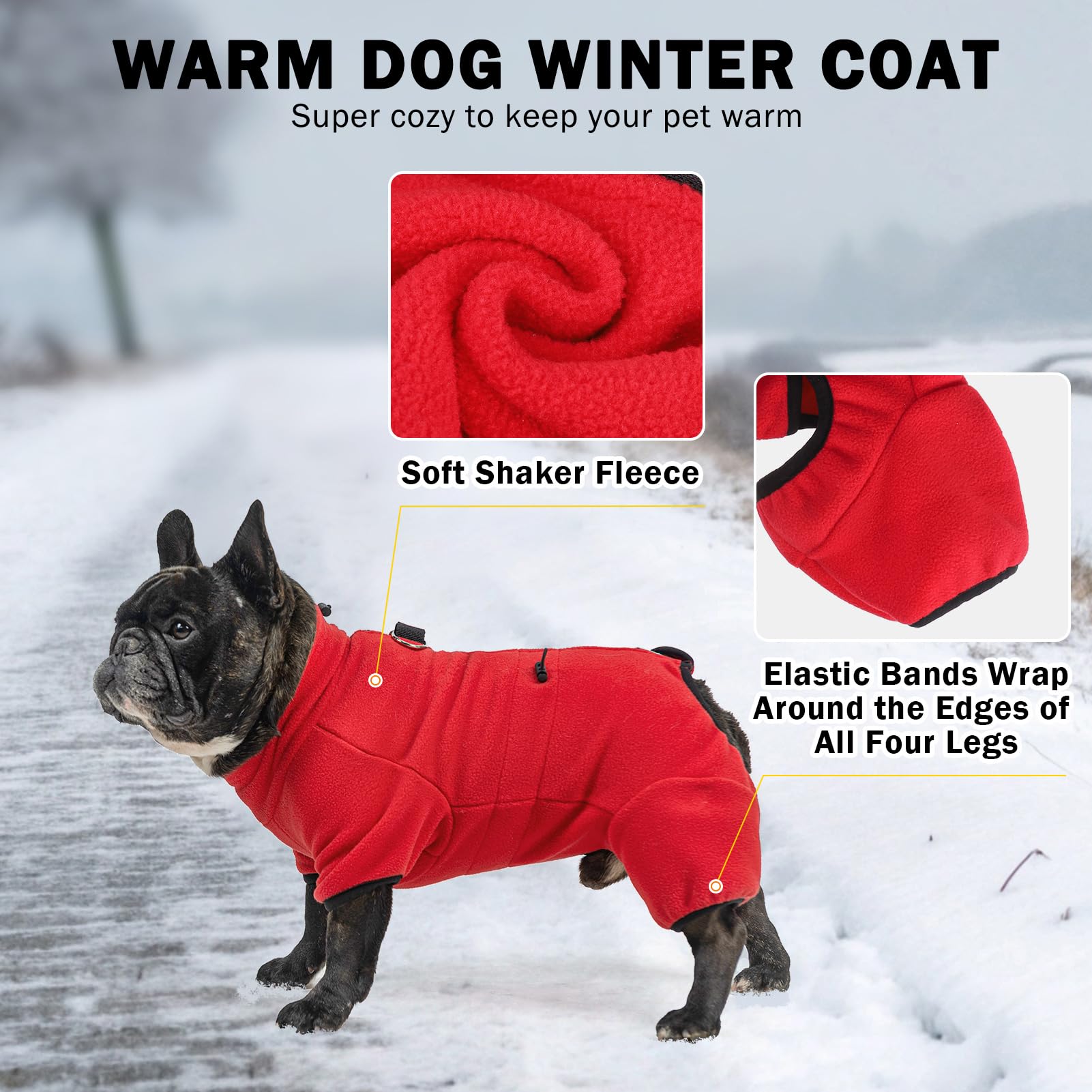 SCENEREAL full-coverage winter coat helps keep dogs warm during outings.