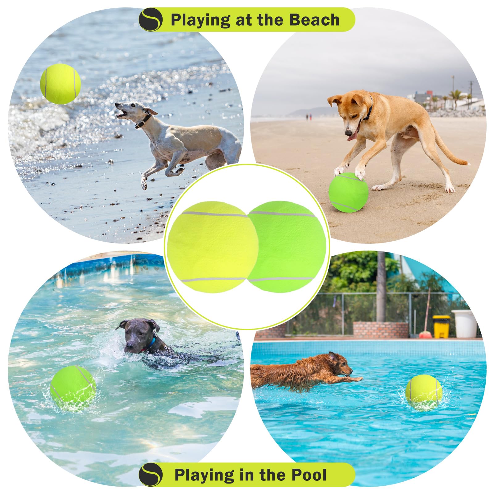 SCENEREAL Giant Tennis Ball in two colors helps quick outdoor spotting during games