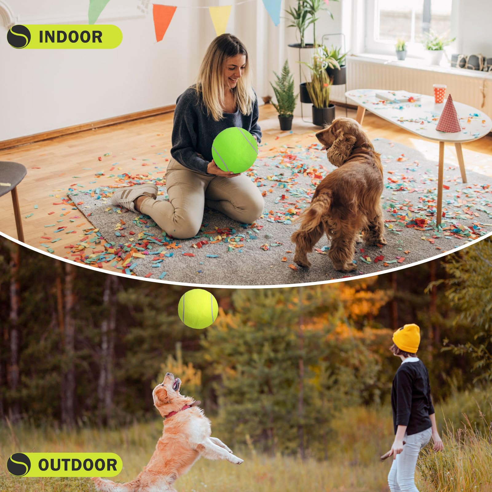 SCENEREAL large-dog play with 9.5 inch ball enhances engaging exercise