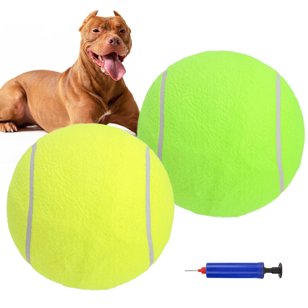 SCENEREAL Giant Tennis Ball for Dogs 2 Pack packaging highlights durable large-dog toys for activity