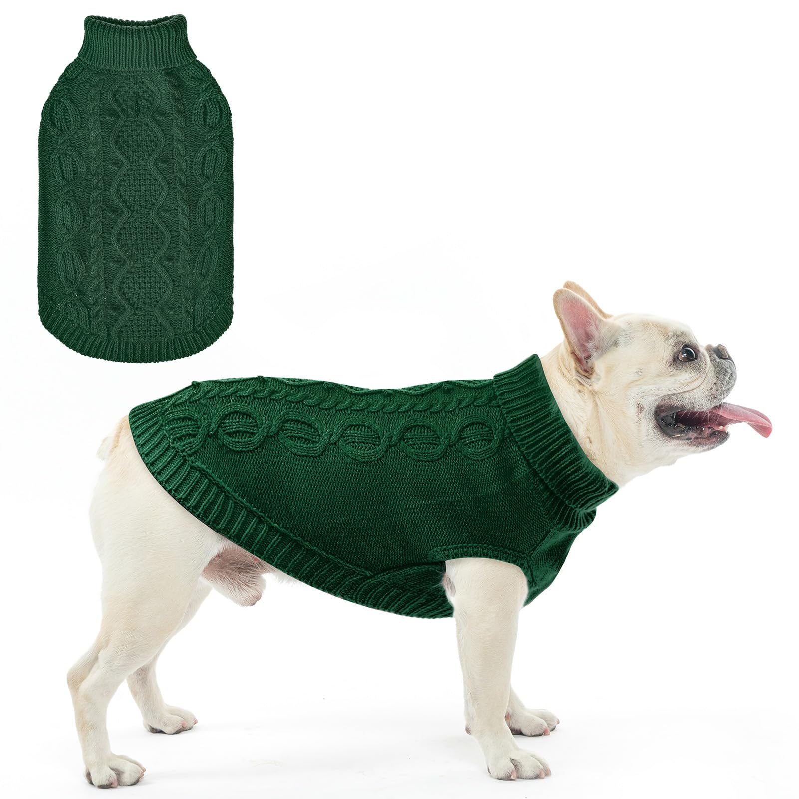 SCENEREAL knitted dog sweater back-length view for cozy warmth
