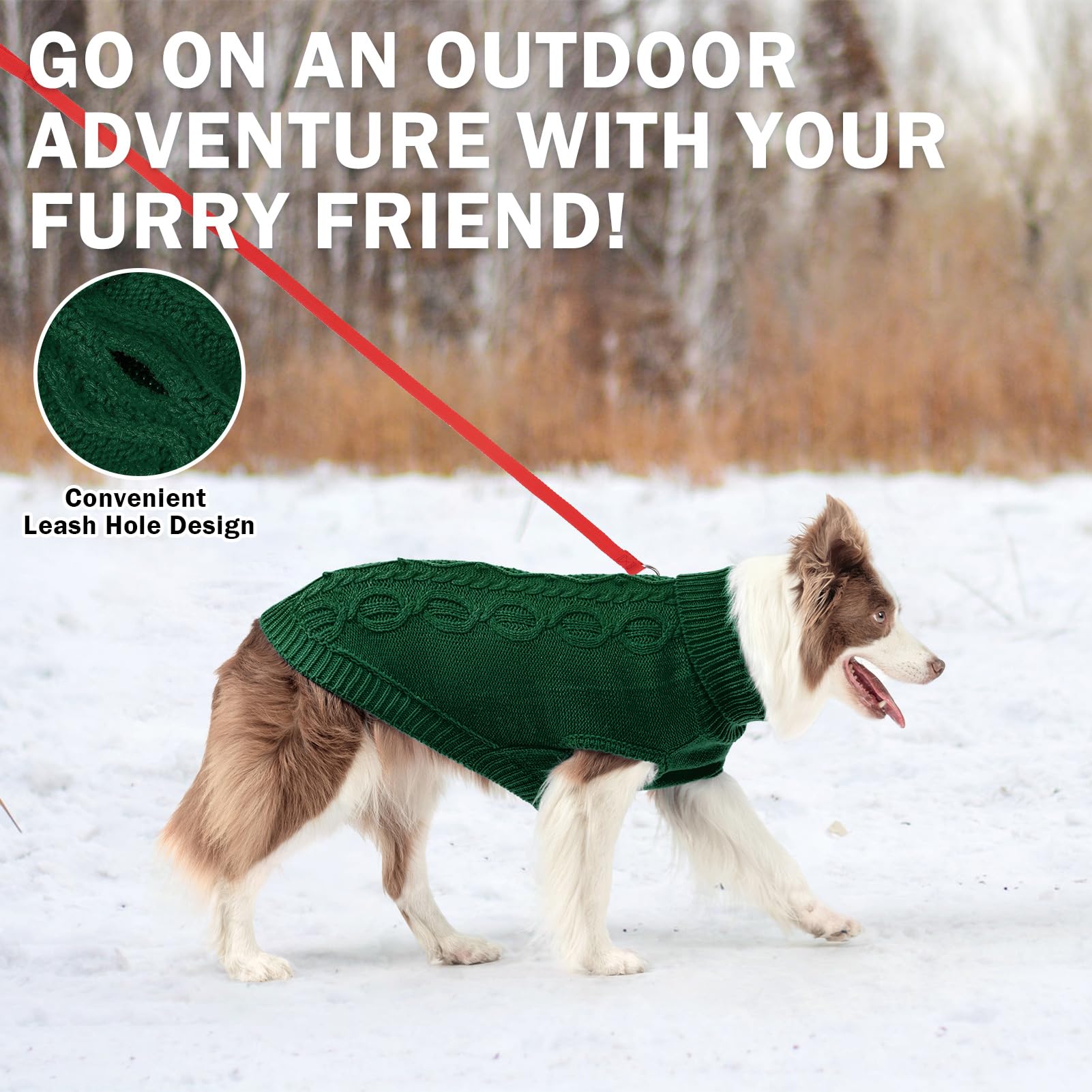 SCENEREAL knitted dog sweater ribbed cuffs support movement