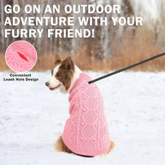 SCENEREAL knitted dog sweater pink ribbed cuff detail supports mobility