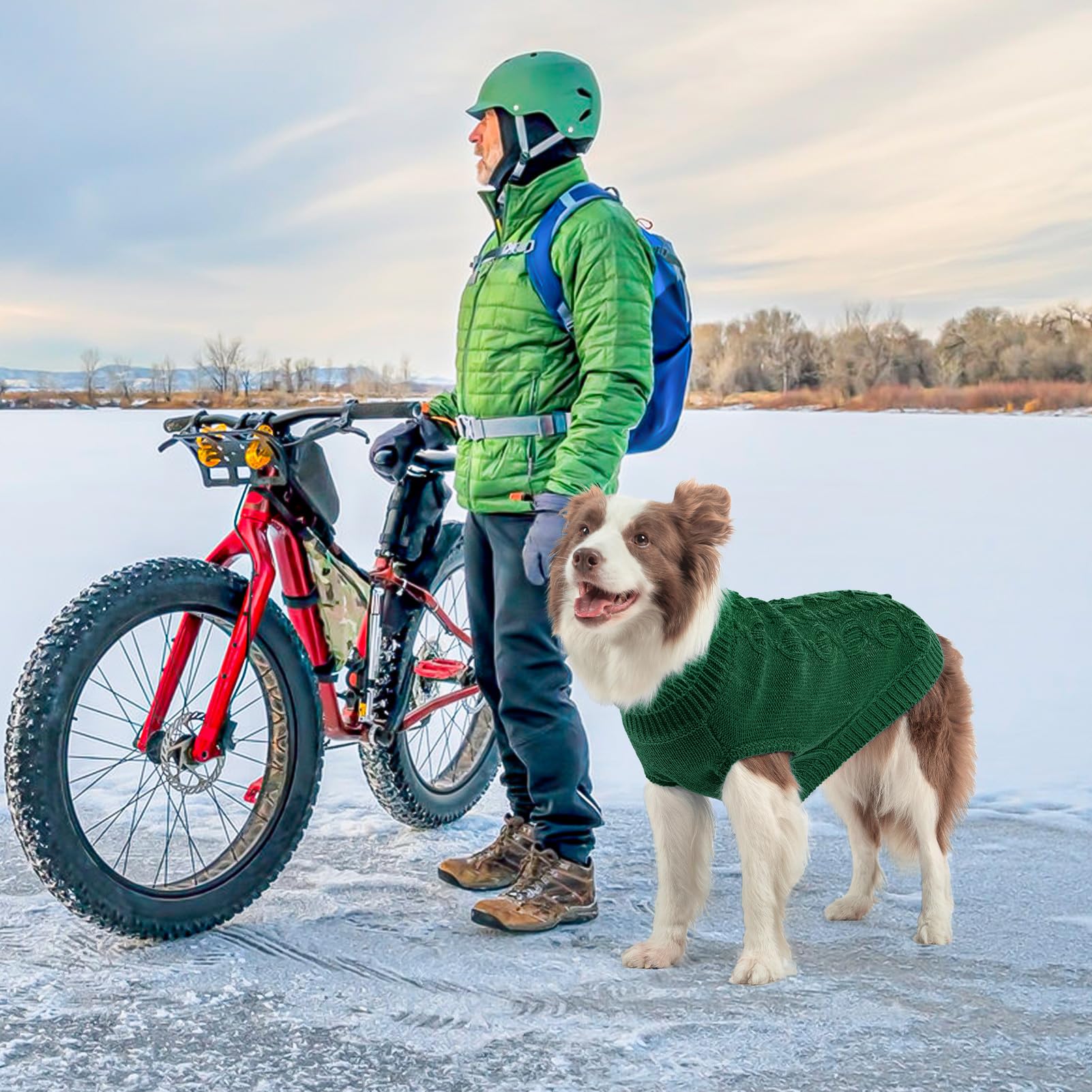SCENEREAL knitted dog sweater high-neck design for extra warmth