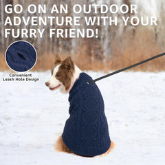 SCENEREAL knitted dog sweater leash hole detail enables easy leash attachment