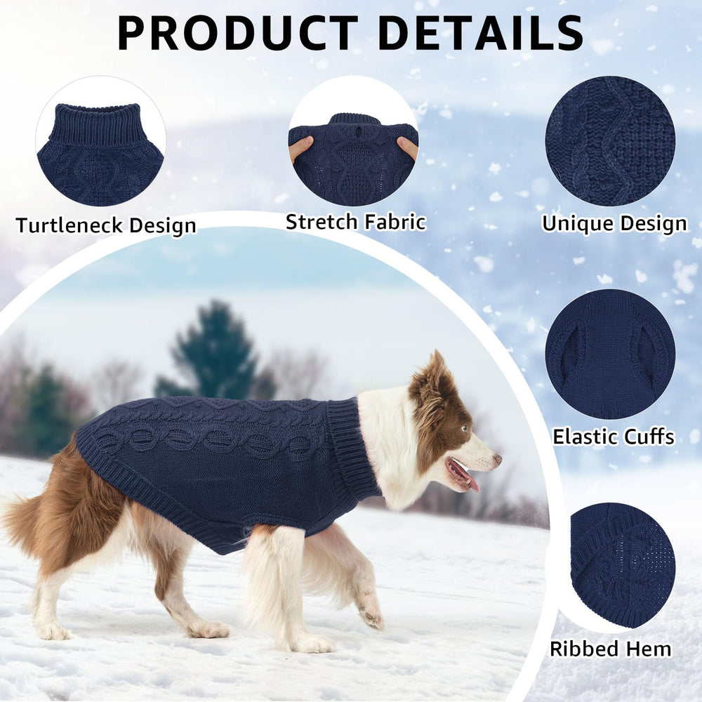SCENEREAL knitted dog sweater navy size chart image aids correct fit
