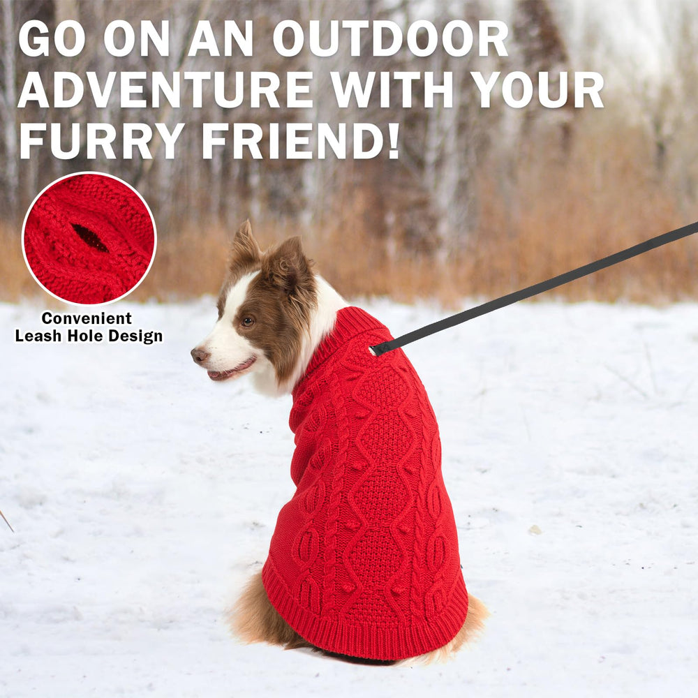 SCENEREAL knitted dog sweater red dog walking demonstrates practical winter wear