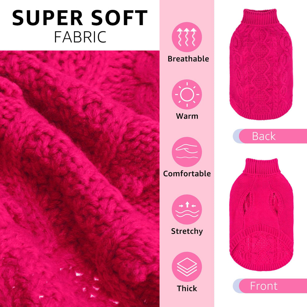 SCENEREAL knitted dog sweater back view highlighting stylish color and warmth.