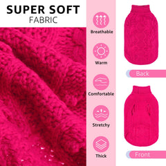 SCENEREAL knitted dog sweater back view highlighting stylish color and warmth.