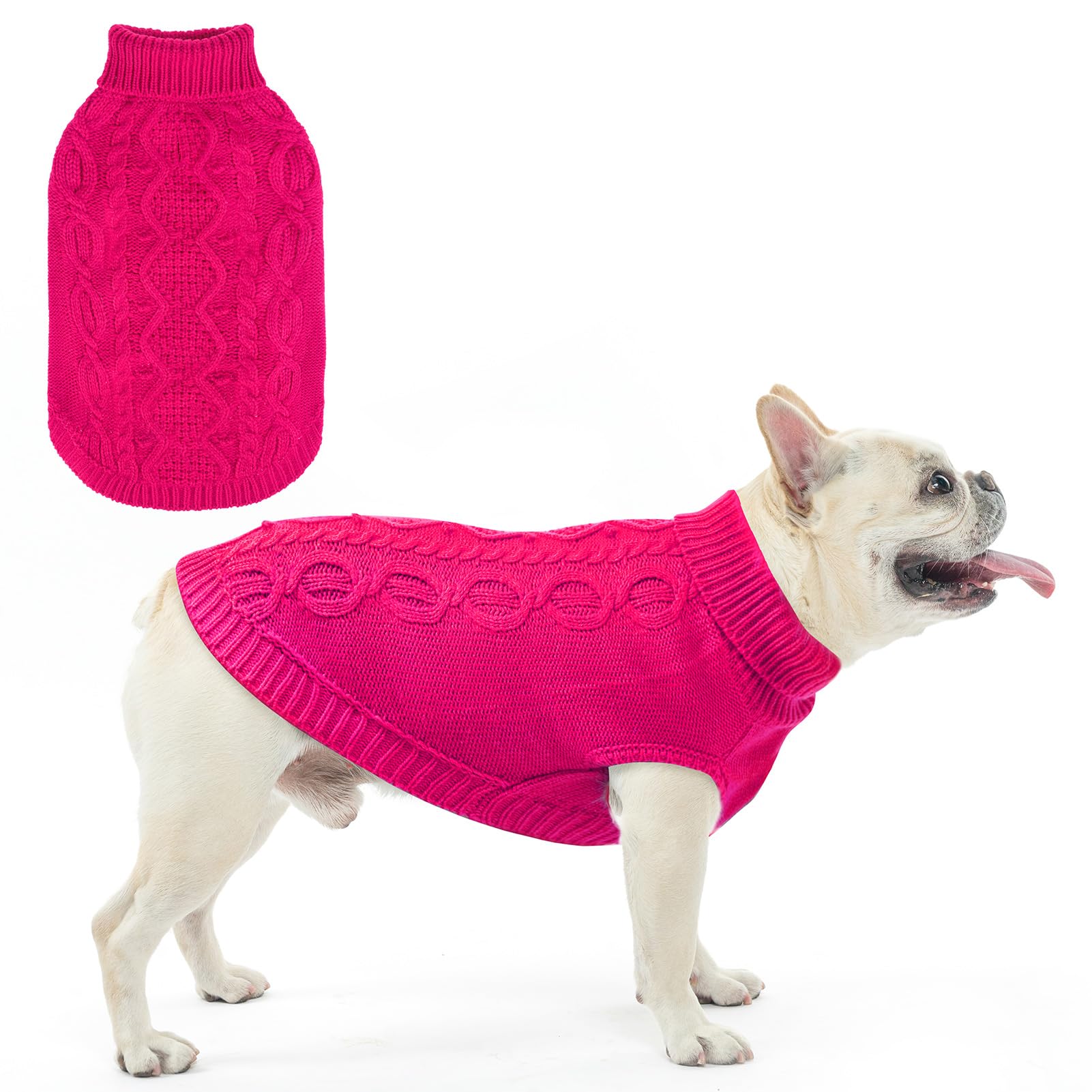SCENEREAL knitted dog sweater front view showing cozy warmth for chilly walks.