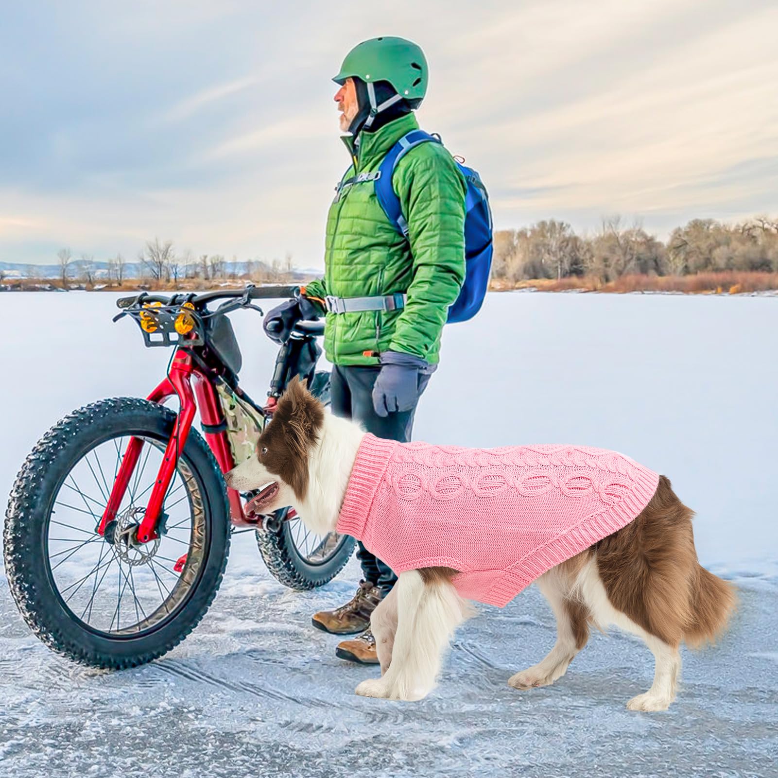 SCENEREAL knitted dog sweater pink size guide helps find the right fit