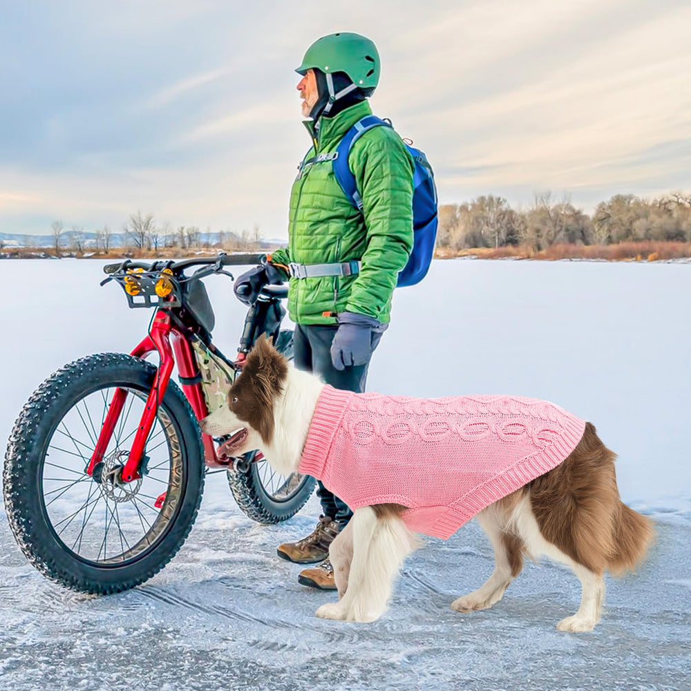 SCENEREAL knitted dog sweater pink size guide helps find the right fit