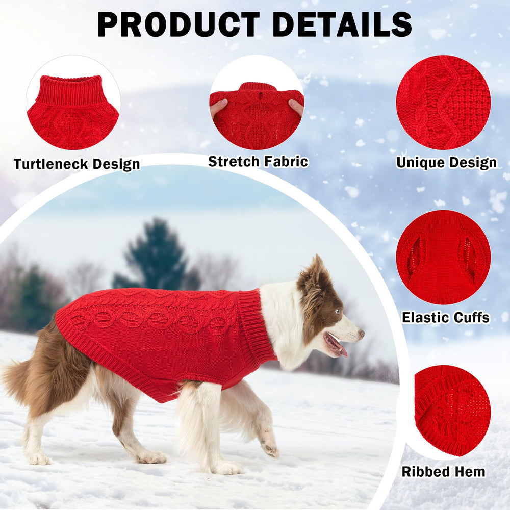 SCENEREAL knitted dog sweater XL side view demonstrates flexible fit and easy on/off