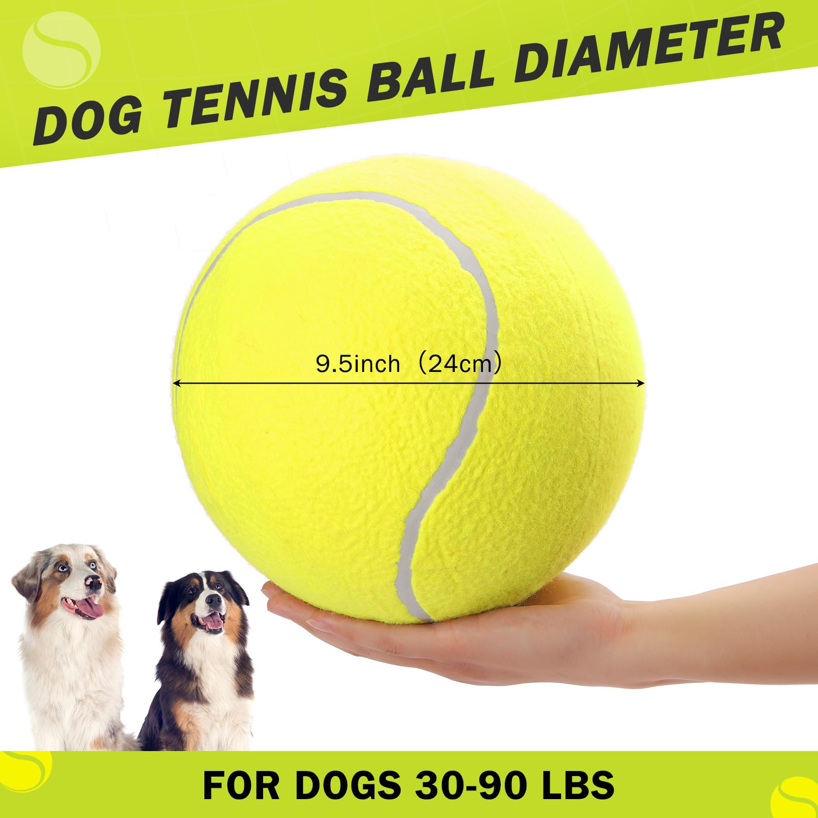 SCENEREAL dog ball yellow outdoor meadow play, showing bounce and easy locating.