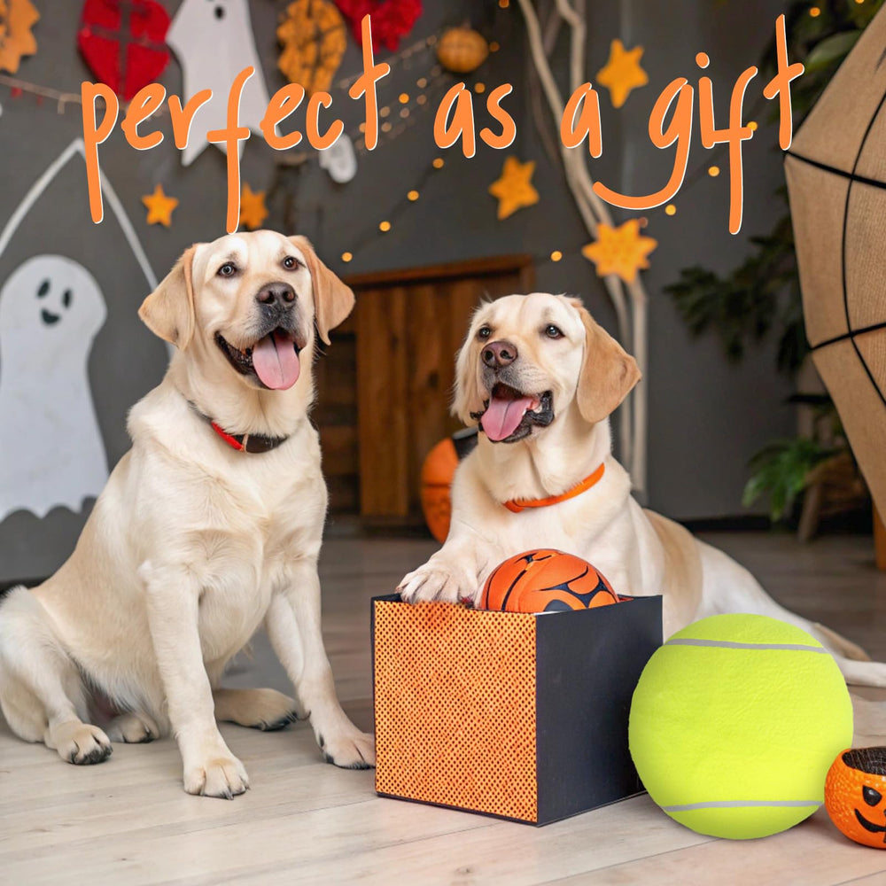SCENEREAL dog tennis ball yellow side angle shows durable exterior for energetic games.