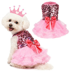 SCENEREAL pink dog dress sequin bodice for eye-catching photos and events
