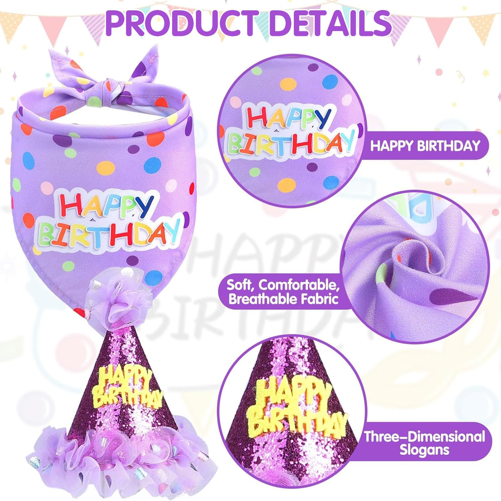 SCENEREAL purple dog birthday suit coordinates with dot patterns for princess vibe