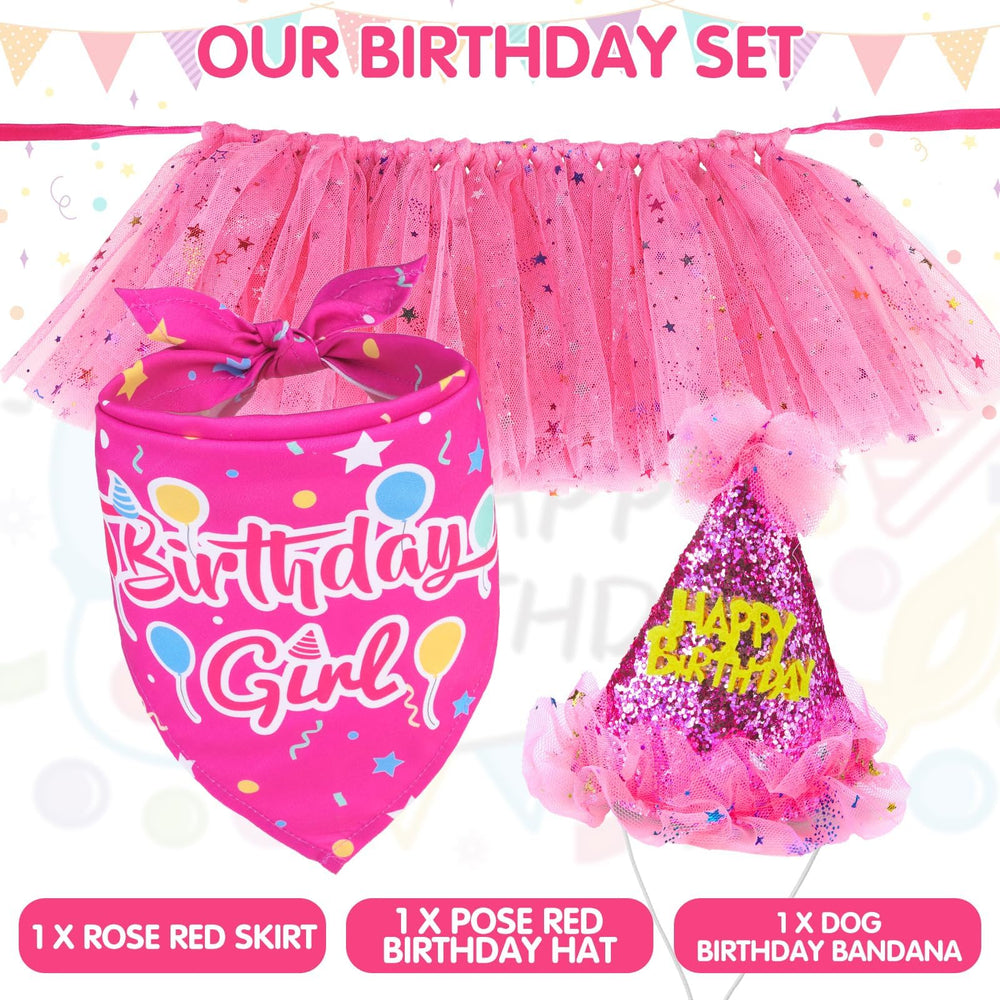 SCENEREAL rose-red princess dress on puppy for charming portraits
