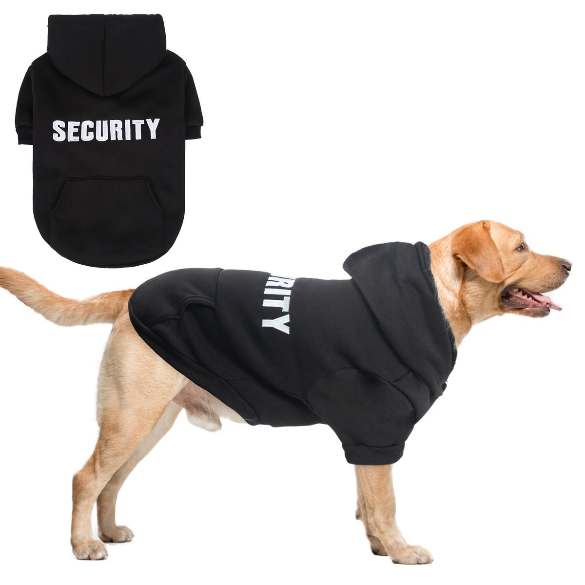 SCENEREAL Security Dog Hoodie back embroidery enhances visibility and style.