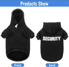 SCENEREAL Security Dog Hoodie back view highlights all-weather coat and comfortable silhouette