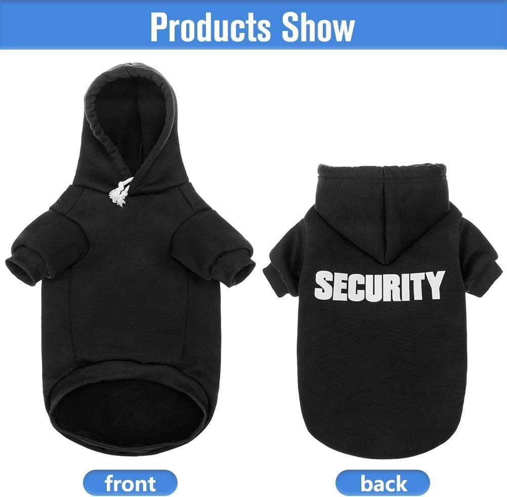 SCENEREAL security dog hoodie back view with sporty design.
