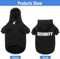 SCENEREAL security dog hoodie back view with sporty design.