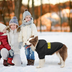 SCENEREAL Security Dog Hoodie close-up shows durable, tight stitching