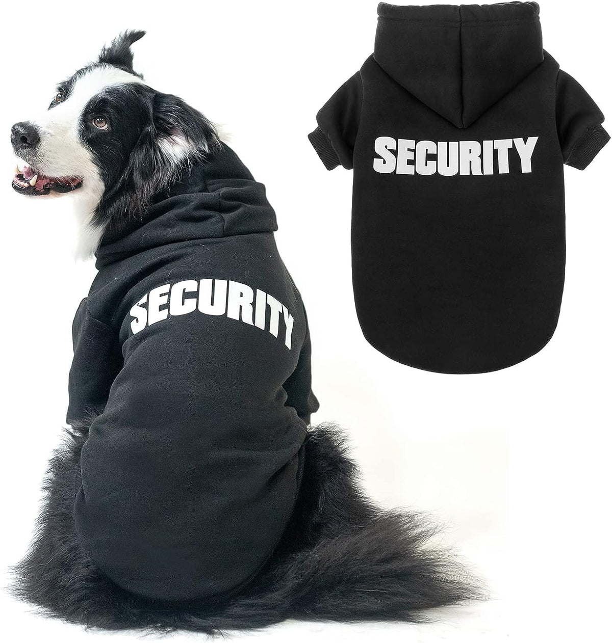 SCENEREAL security dog hoodie front view shows cozy brushed fleece for warmth