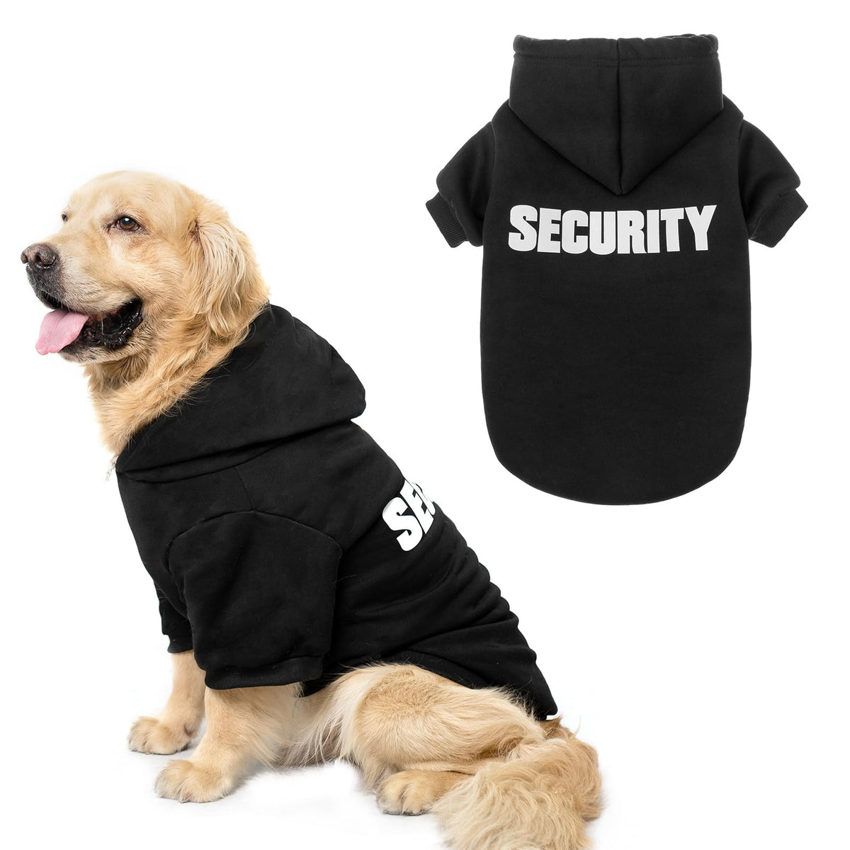 SCENEREAL security dog hoodie front view for warm winter walks.