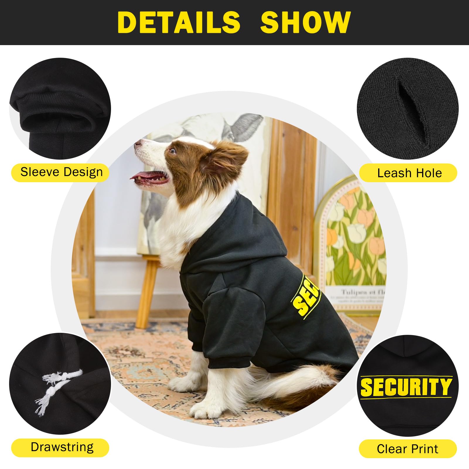 SCENEREAL Security Dog Hoodie back view highlighting snug fit and durable stitching