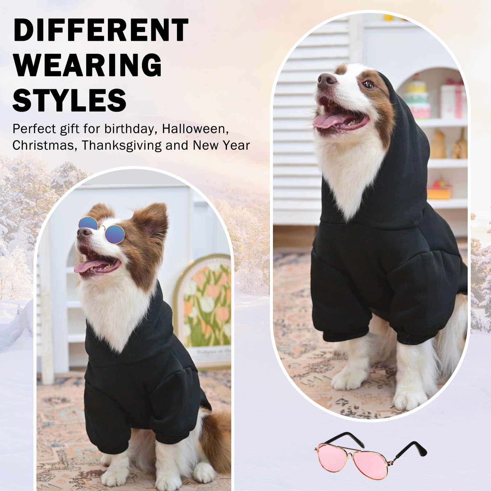 SCENEREAL Security Dog Hoodie on a dog for cozy cold-weather walks.