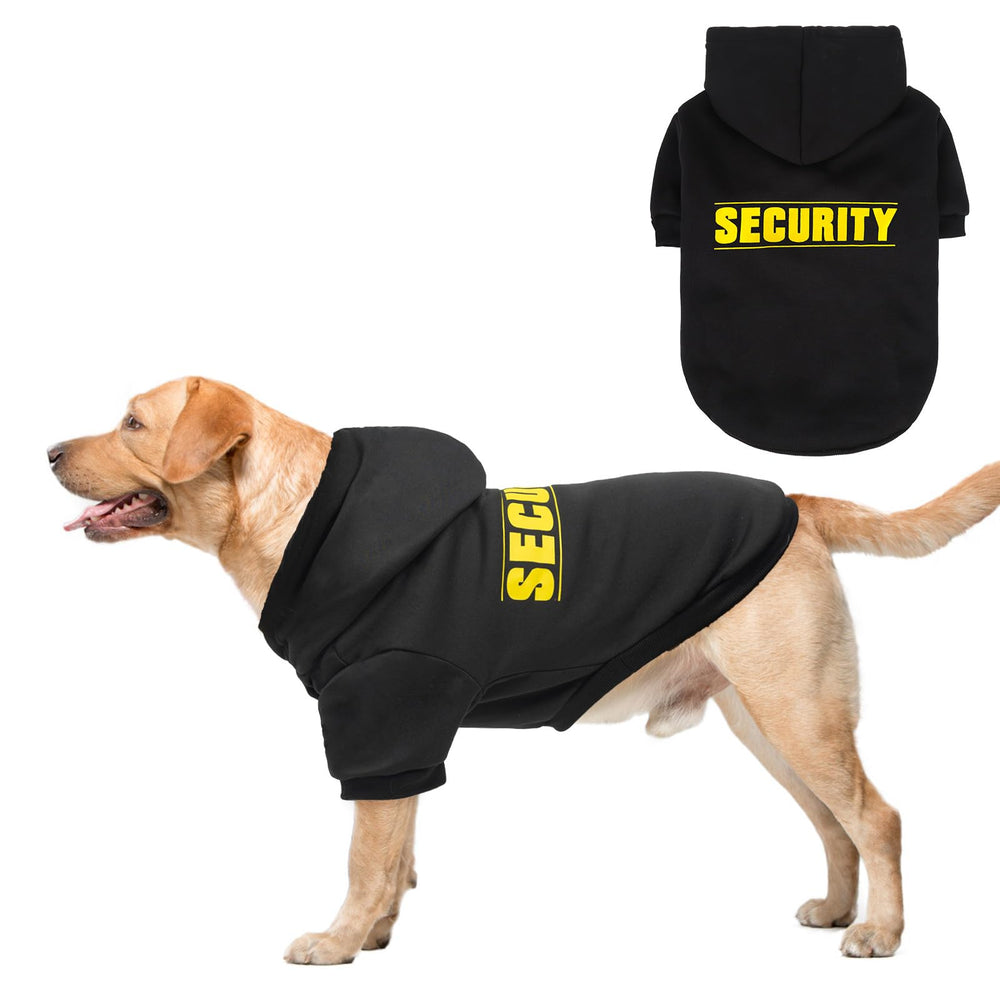 SCENEREAL Security dog hoodie sweater front view showcases bold sports styling and cozy warmth