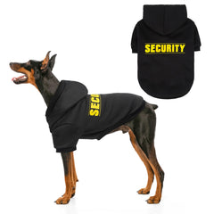 SCENEREAL Security Dog Hoodie on a small terrier for cozy warmth during winter walks