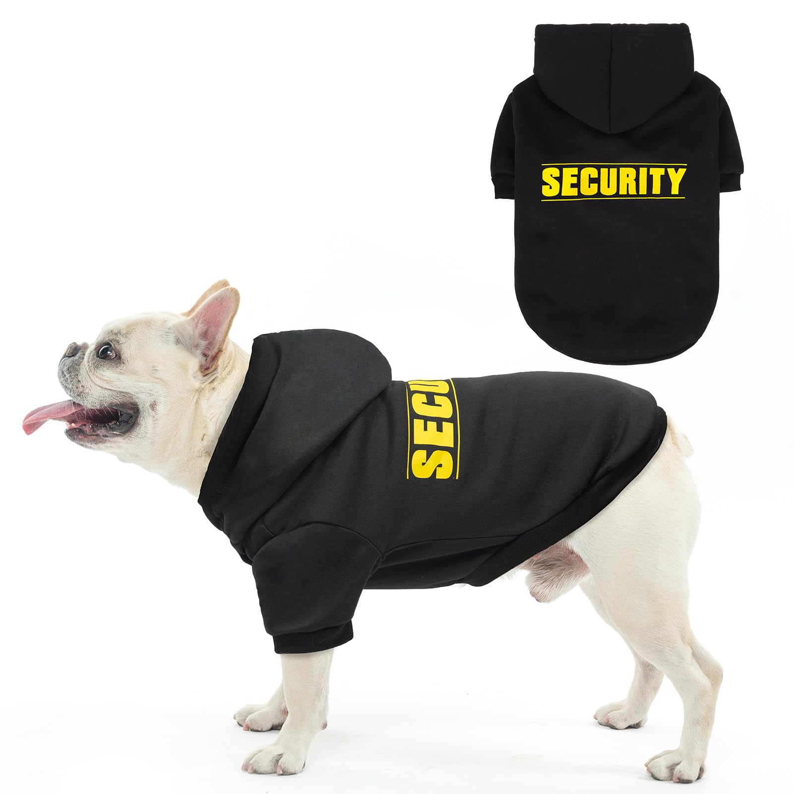 SCENEREAL security hoodie dog front view provides warm outdoor comfort on chilly walks.