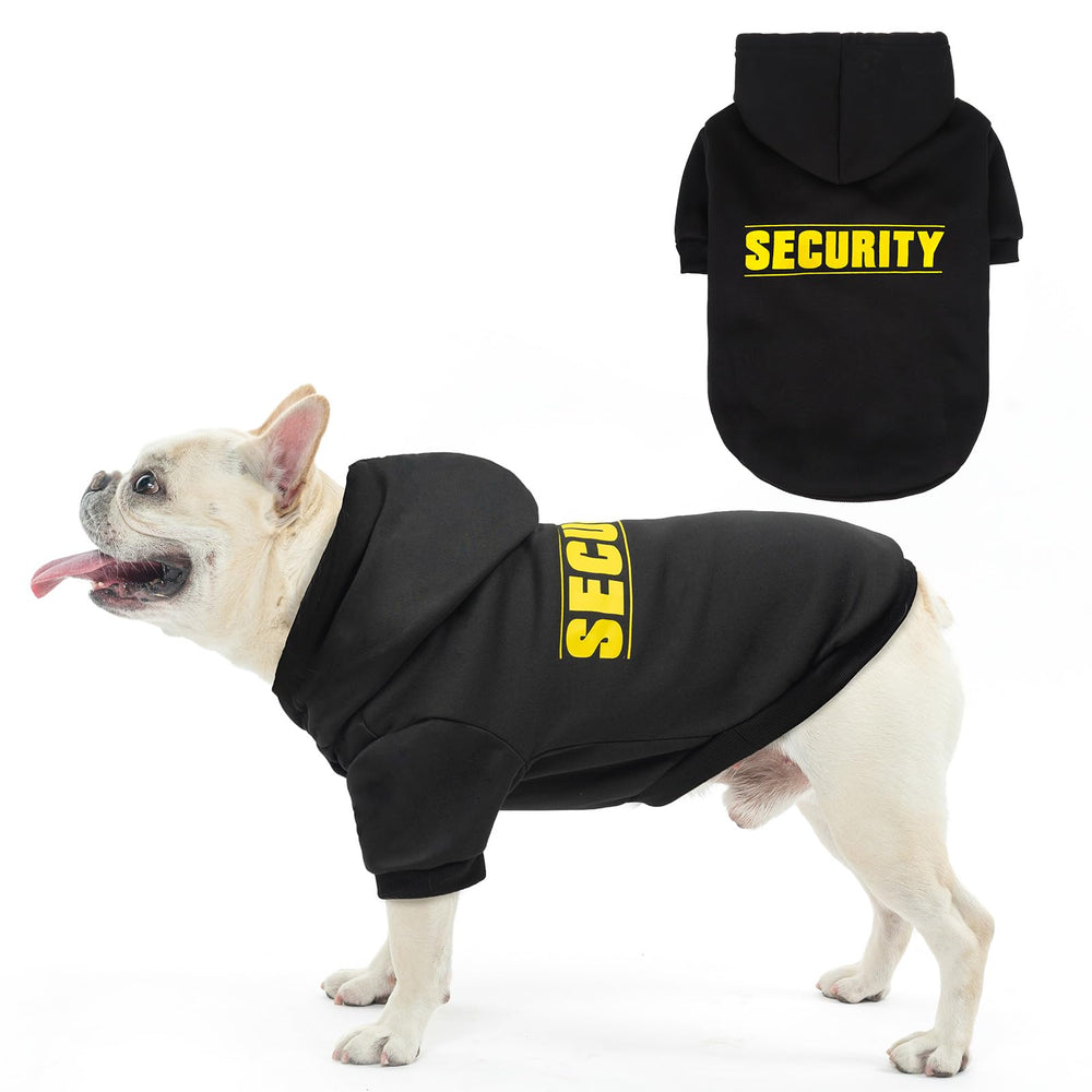 SCENEREAL security hoodie dog front view provides warm outdoor comfort on chilly walks.