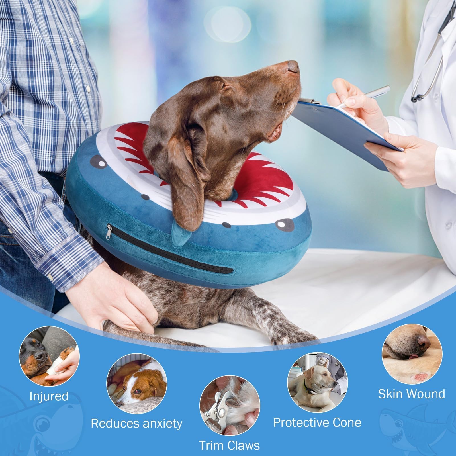 SCENEREAL donut collar with zipper opening: easy machine washing.