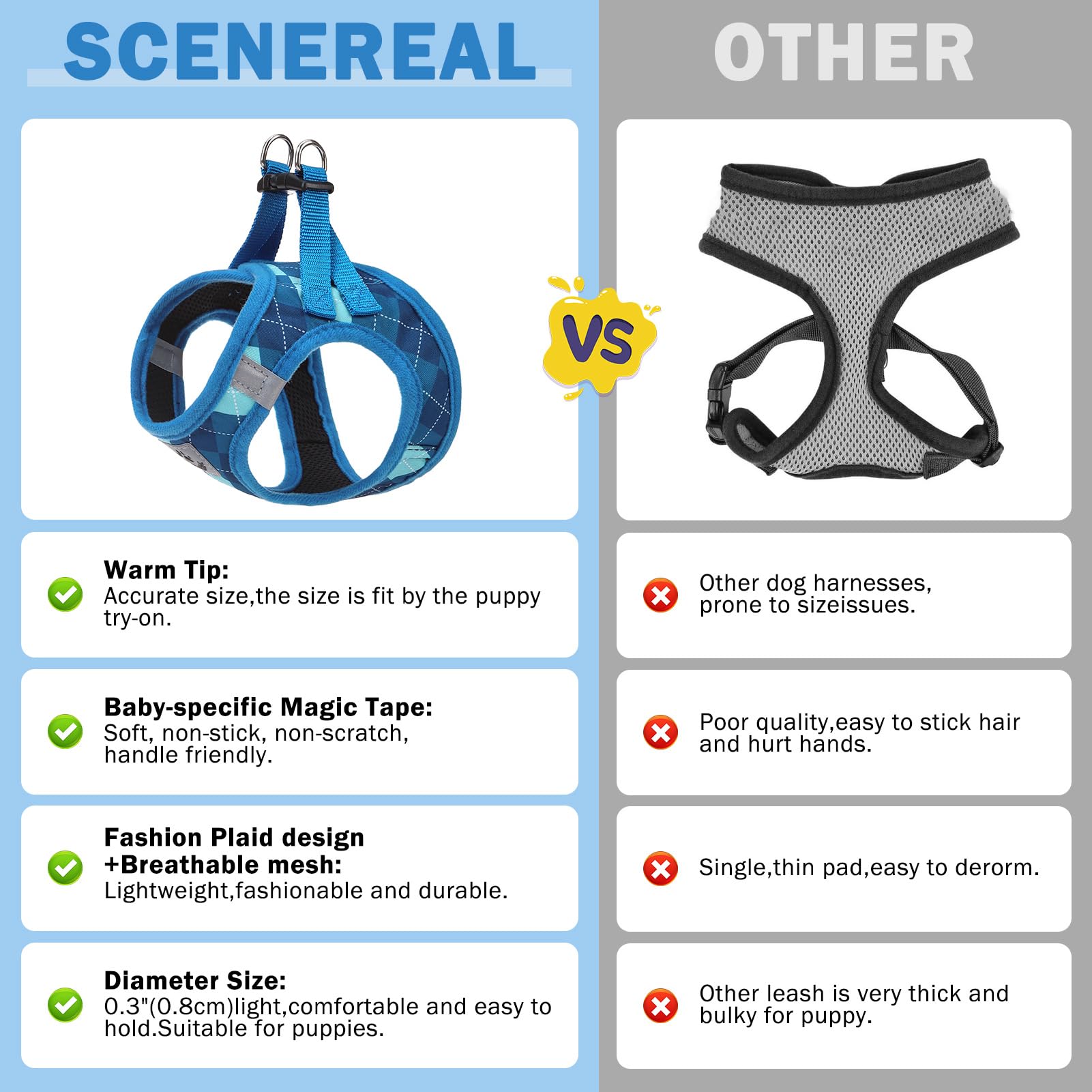 SCENEREAL size guide helps selecting the right fit for your pet