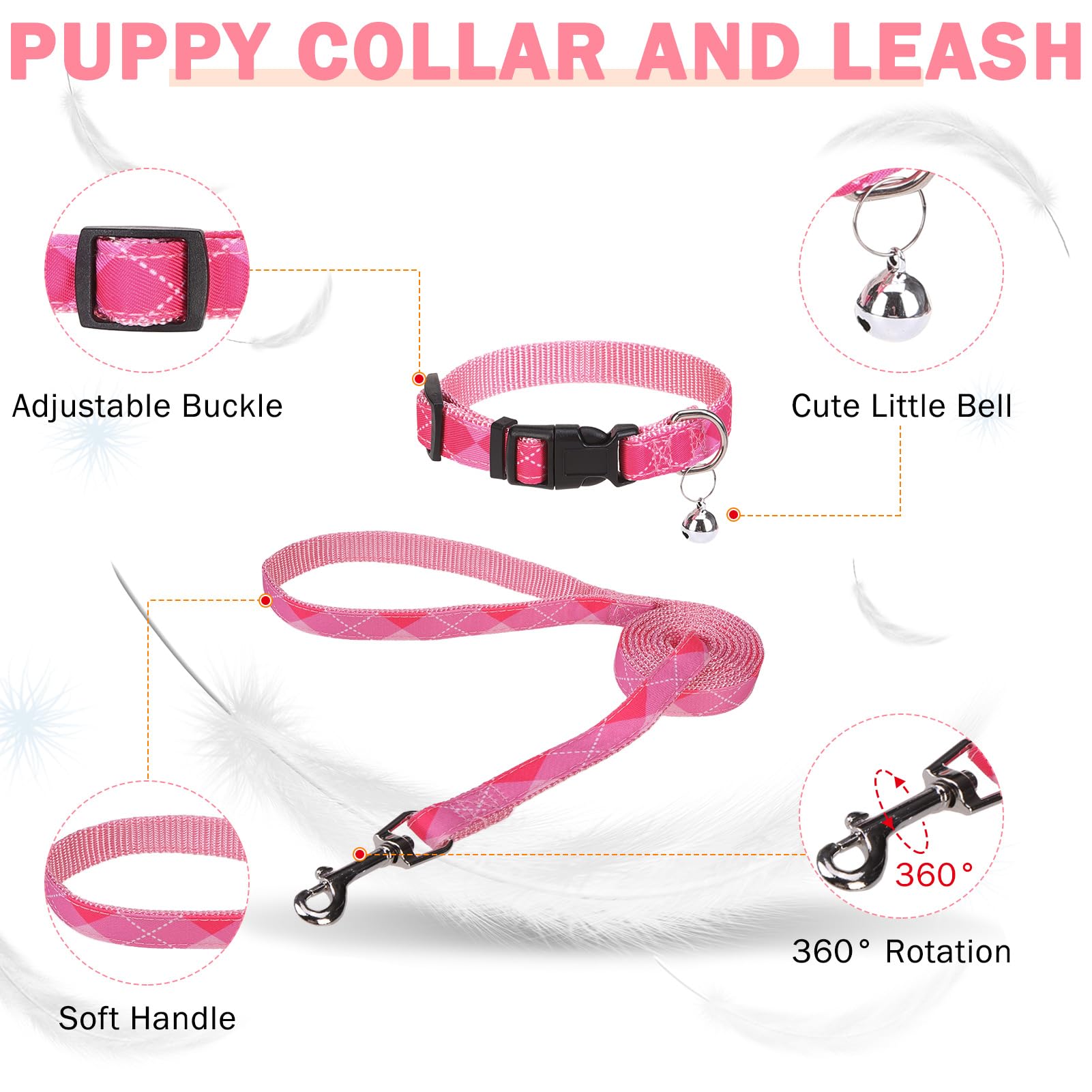 SCENEREAL pink plaid leash attachment ensures secure swivel hook for smooth walks