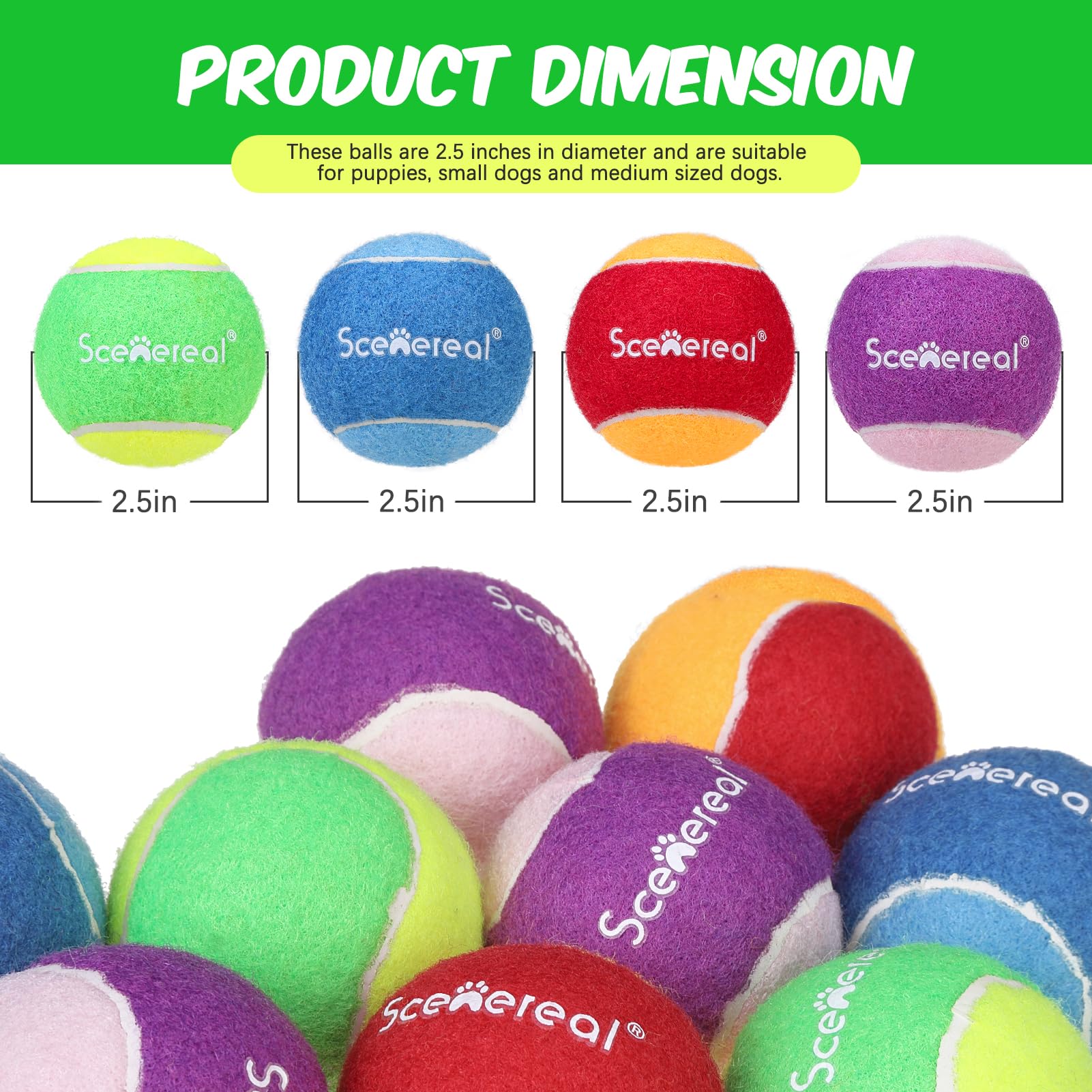 SCENEREAL squeaky tennis ball in training setup supports interactive sessions