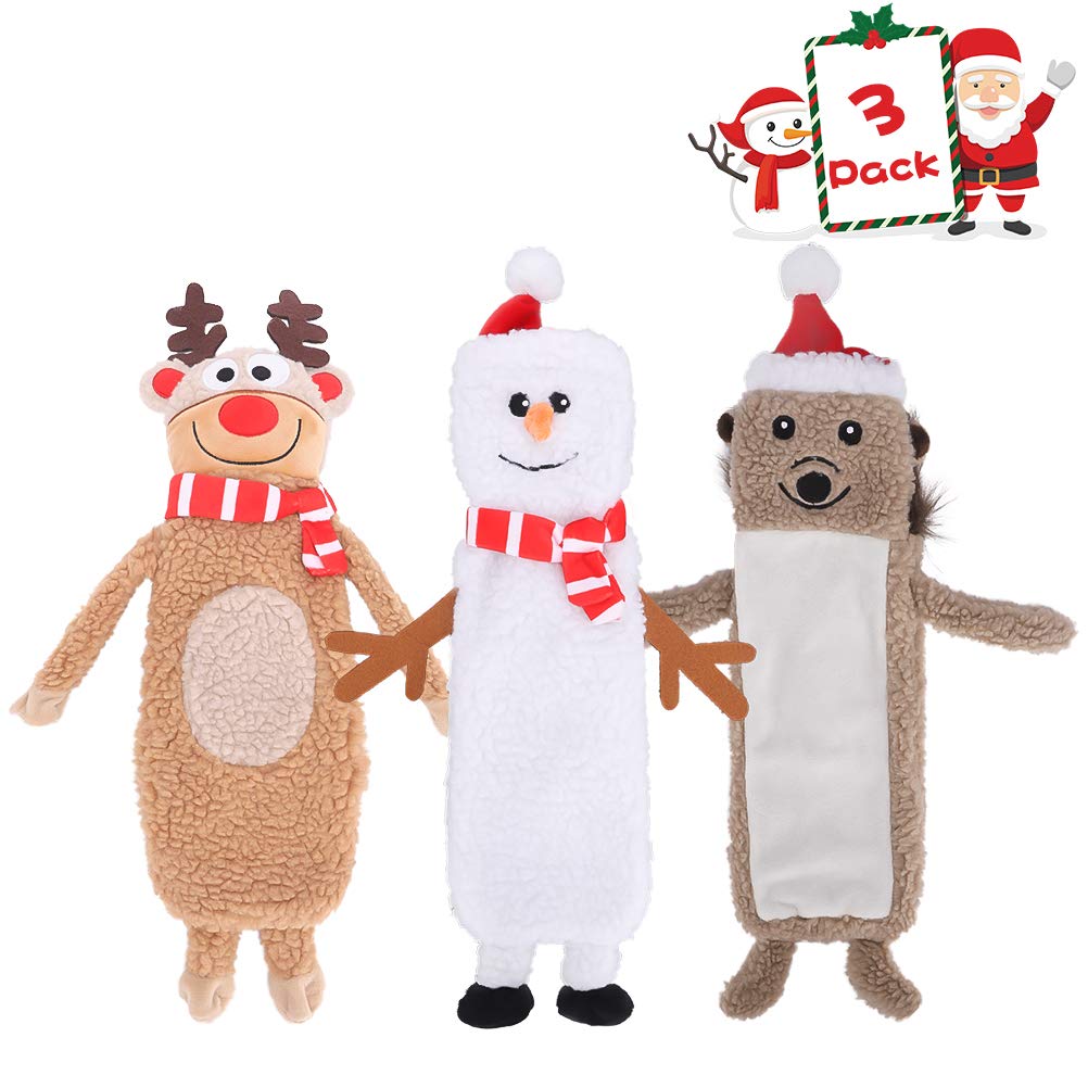 SCENEREAL Stuffless Christmas elk squeaky toy for small dogs boosts interactive play.