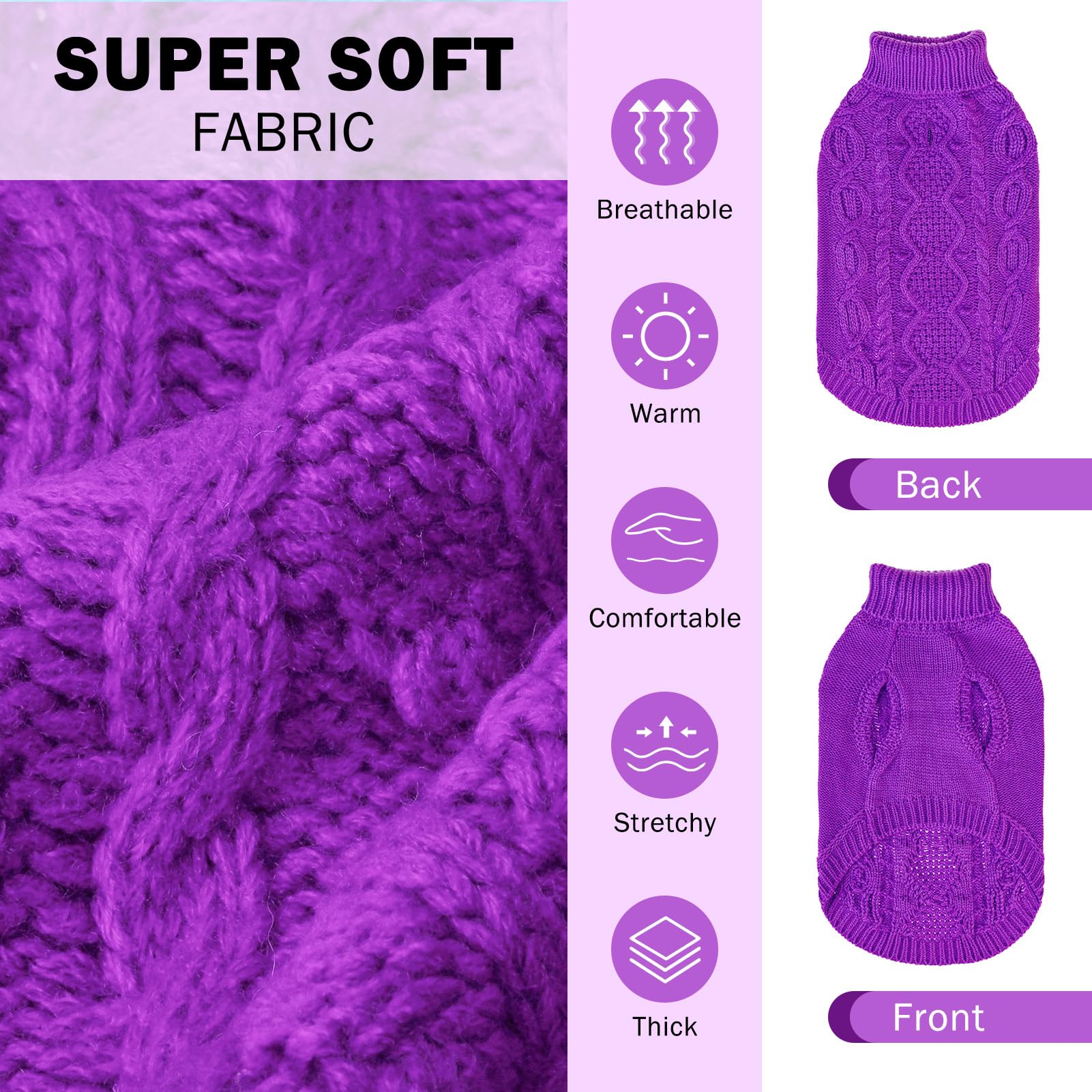 SCENEREAL suéter de punto para perro, vista dorsal, estilo clásico y suave.