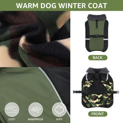 SCENEREAL coat with leash D-ring closure enables secure nightly or daytime walks