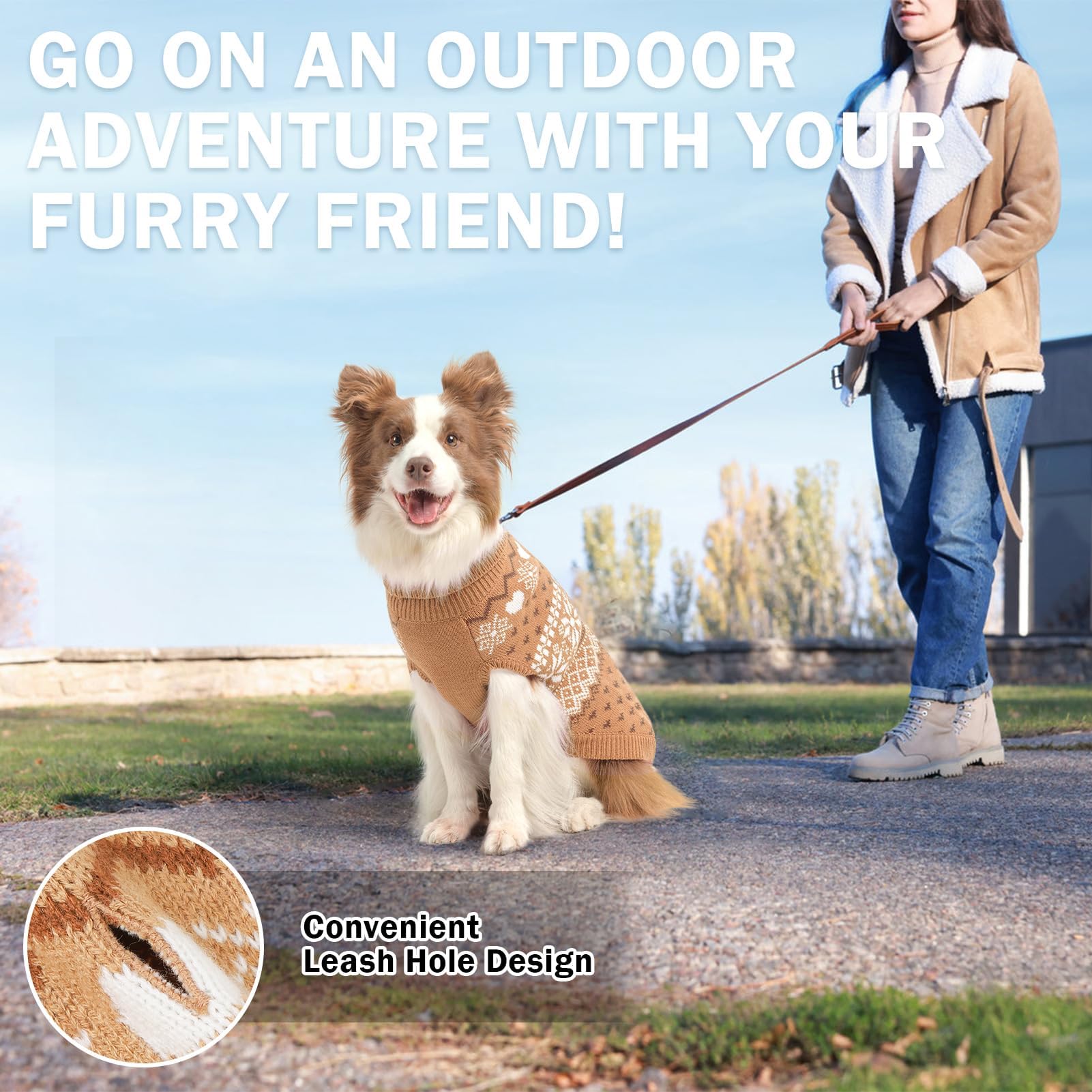 SCENEREAL warm knit dog sweater high collar protects from chilly wind.