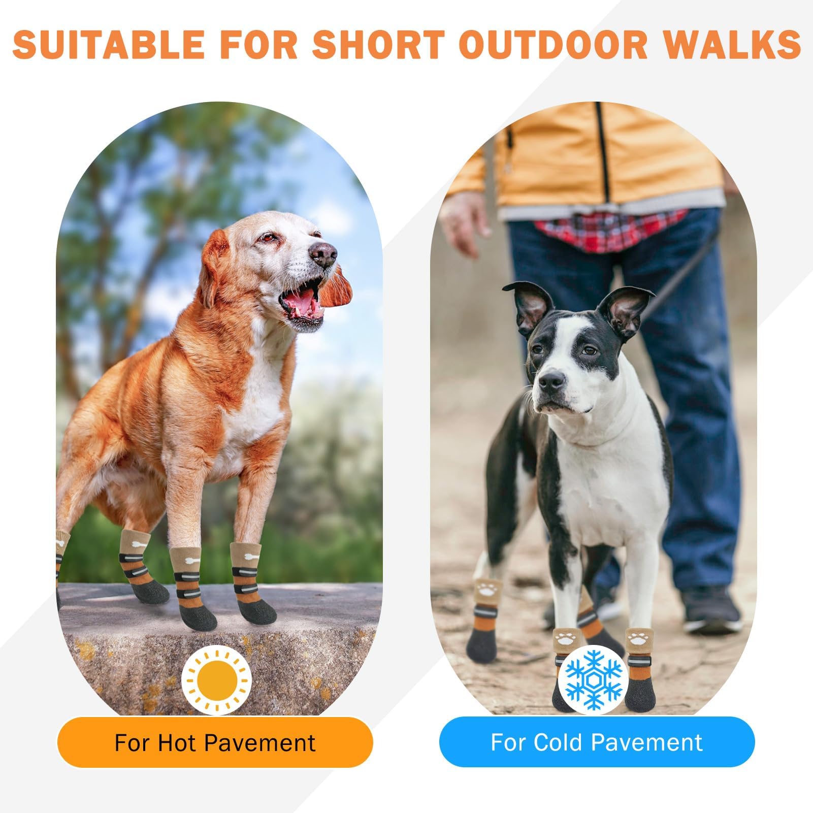 SCENEREAL dog shoes with waterproof bottom protecting paws on rain-soaked ground.