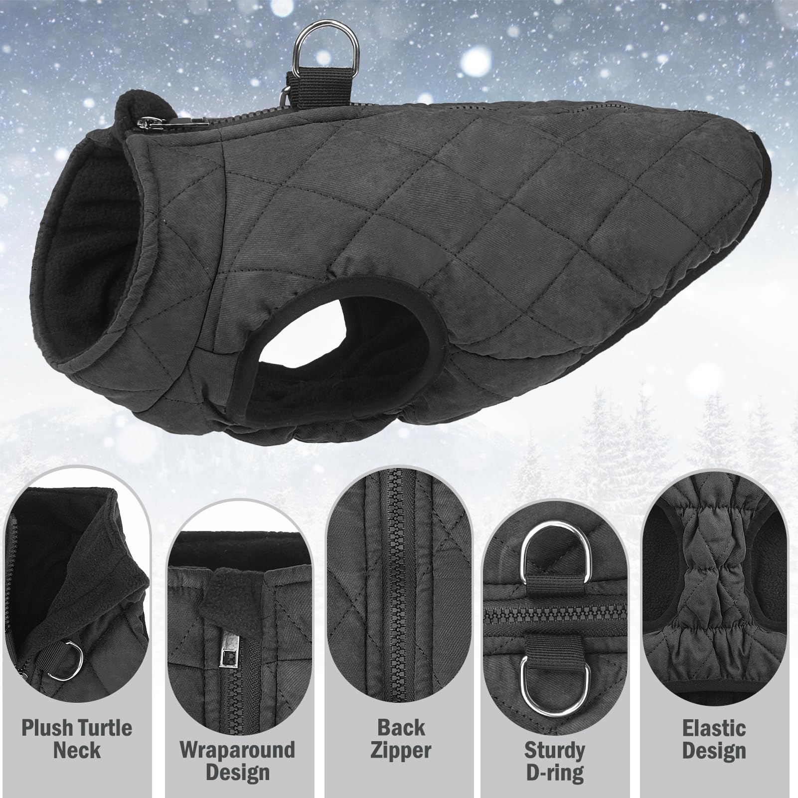 SCENEREAL winter dog vest coat double-sided fleece interior warmth