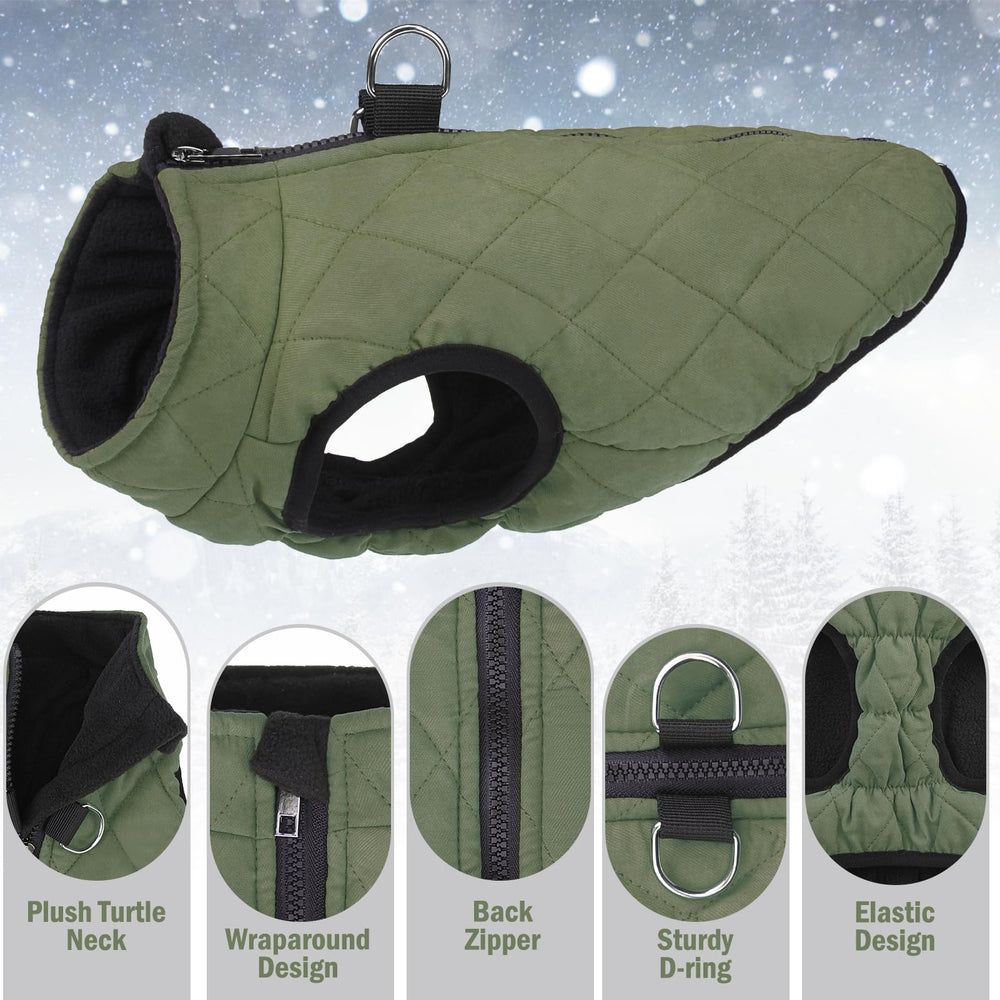 SCENEREAL Winter Dog Vest quilted fleece interior provides quick warmth and cozy comfort.