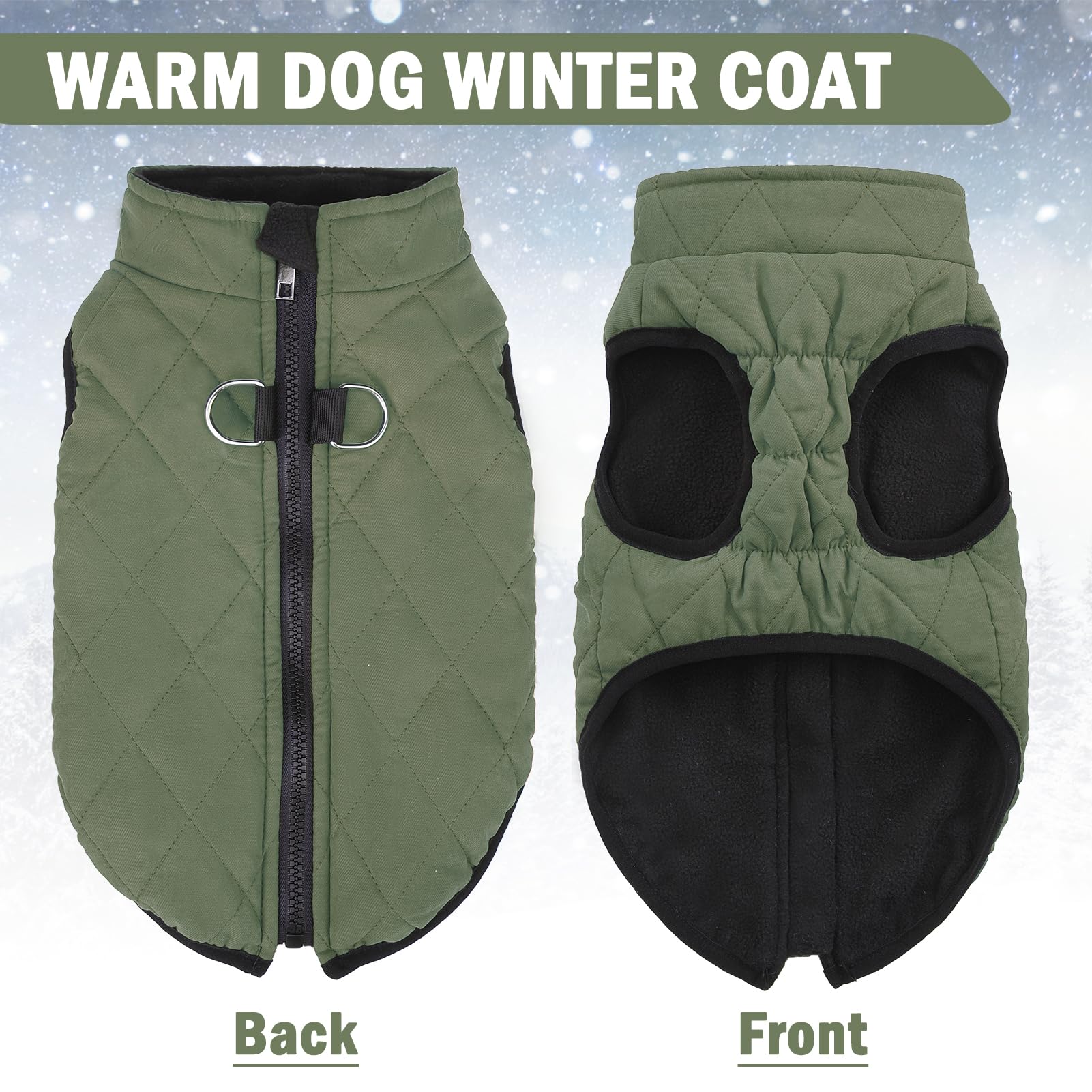 SCENEREAL Winter Dog Vest zipper-design on back prevents snagging and eases dressing.