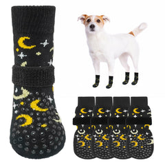 SCENEREAL dog socks with non-slip dots provide traction on smooth floors for safer indoor walks.